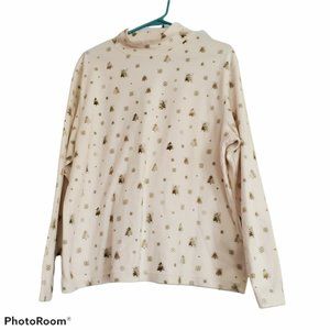 Croft & Barrow Womens Christmas Tree Pine Tree Print Mock Turtleneck Size 1X